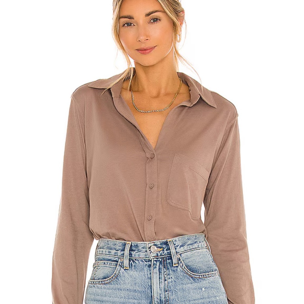 REVOLVE Light Weight Jersey Button Up In Java Bobi